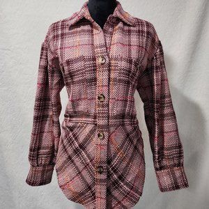 Anthropologie Hudson Plaid Shirt Jacket Shacket Women's Size S Button Front
